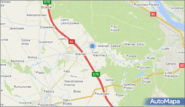 mapa Machnacz, Machnacz gmina Brześć Kujawski na mapie Targeo